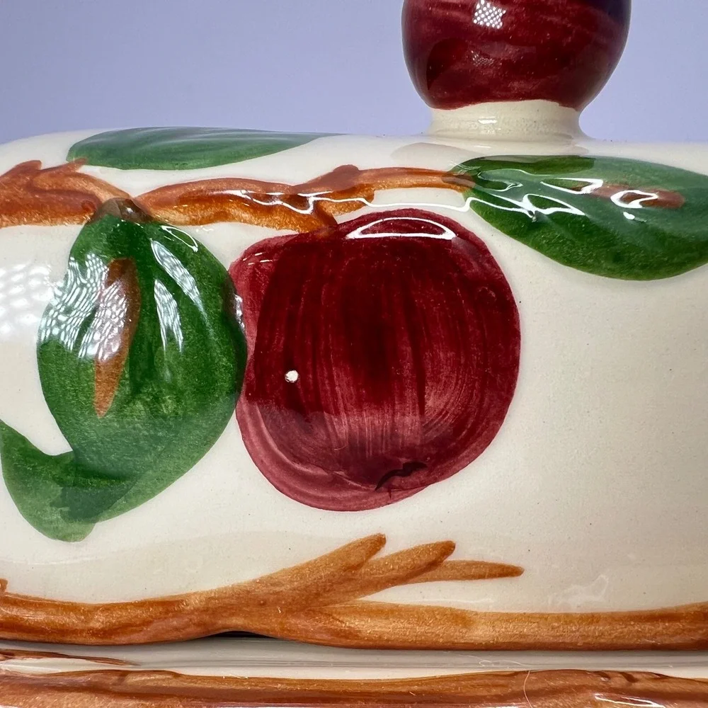 Franciscan Apple Butter Dish with Lid 1949-1953 Vintage Hand Painted USA Made